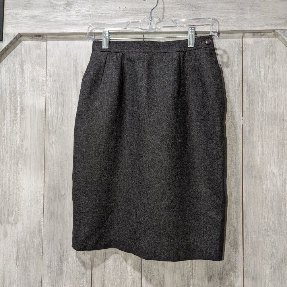 VALENTINO Miss V Vintage Wool Pencil Skirt Charcoal Gray SZ 6/40